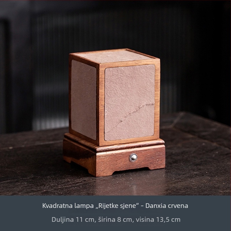 Lampa od orašćevog drveta za čajnu sobu, atmosfera lampa za smještaj, Zen svjetiljka dekor, kamena stolna lampa