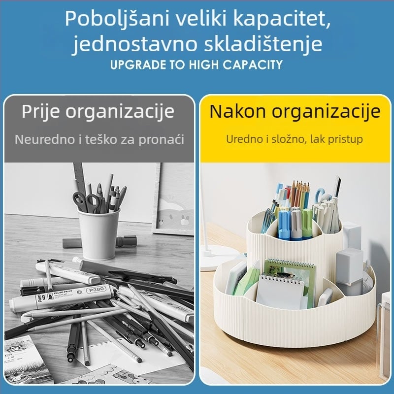 Držač za olovke velikog kapaciteta, rotirajući 360° s 11 pretinaca, za ured i učenike