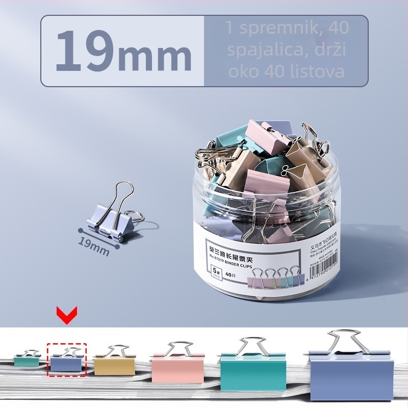 True Color Morandi klips za bilježnice i dokumente, metalni dugi klip, dizajn feniksov rep