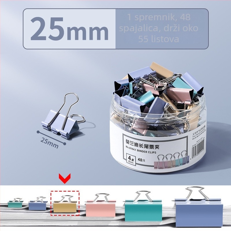 True Color Morandi klips za bilježnice i dokumente, metalni dugi klip, dizajn feniksov rep