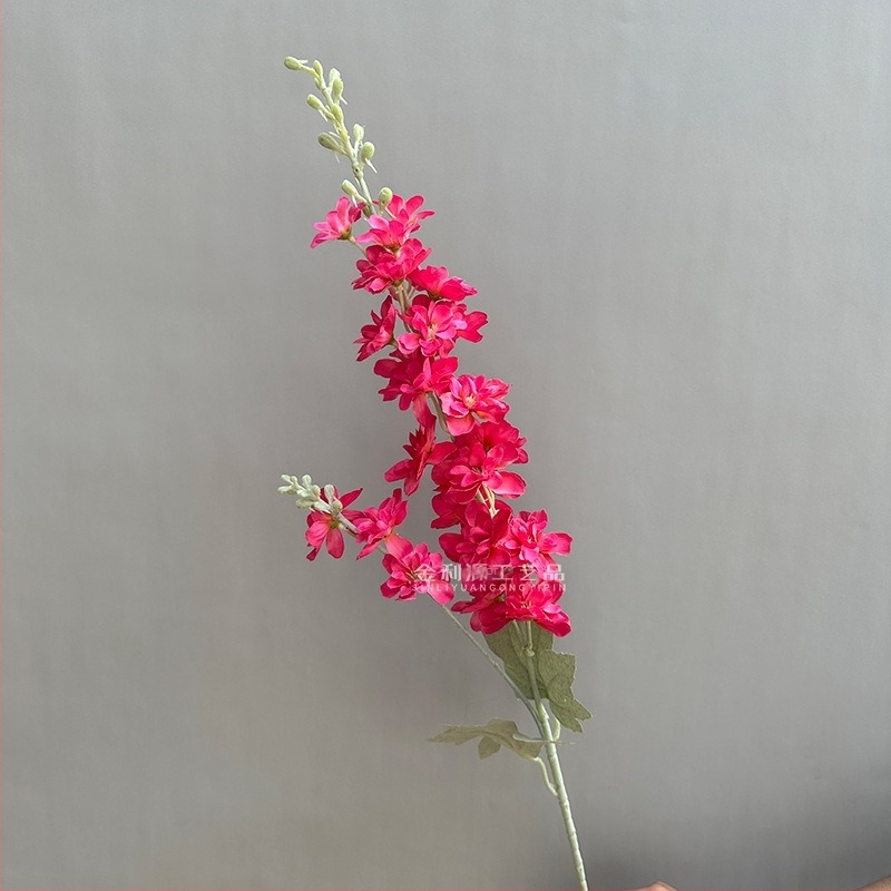Umjetni cvjetovi za vjenčanje - Delphinium s dvije grane, flokirani svileni stap za dvoranu vjenčanja