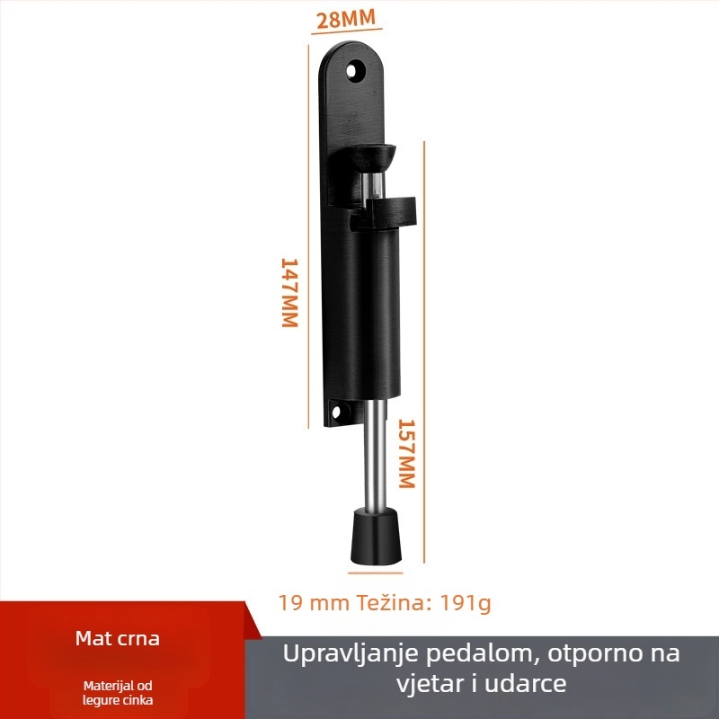 Dverni stop od cinkovog legura s potkovastim pedalom za spavaće sobe i drvena vrata, ojačani gornji dio, podesivo pozicioniranje, zaštita od sudara