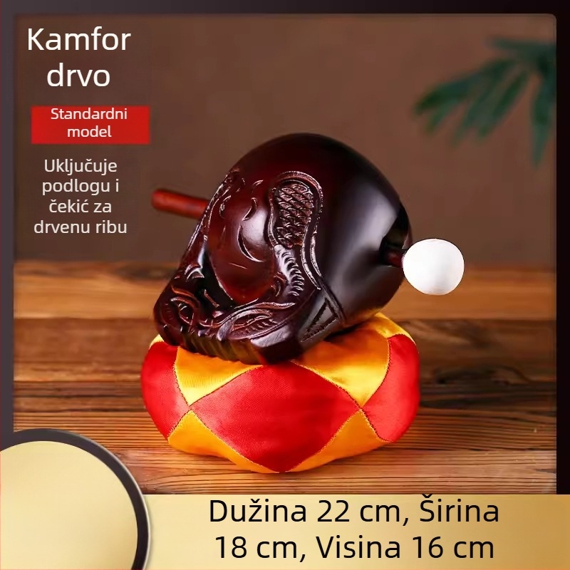 Drveni Muyu riba od kamfornog drveta – set s jastukom i čekićem, veličine 3.5–8 inča