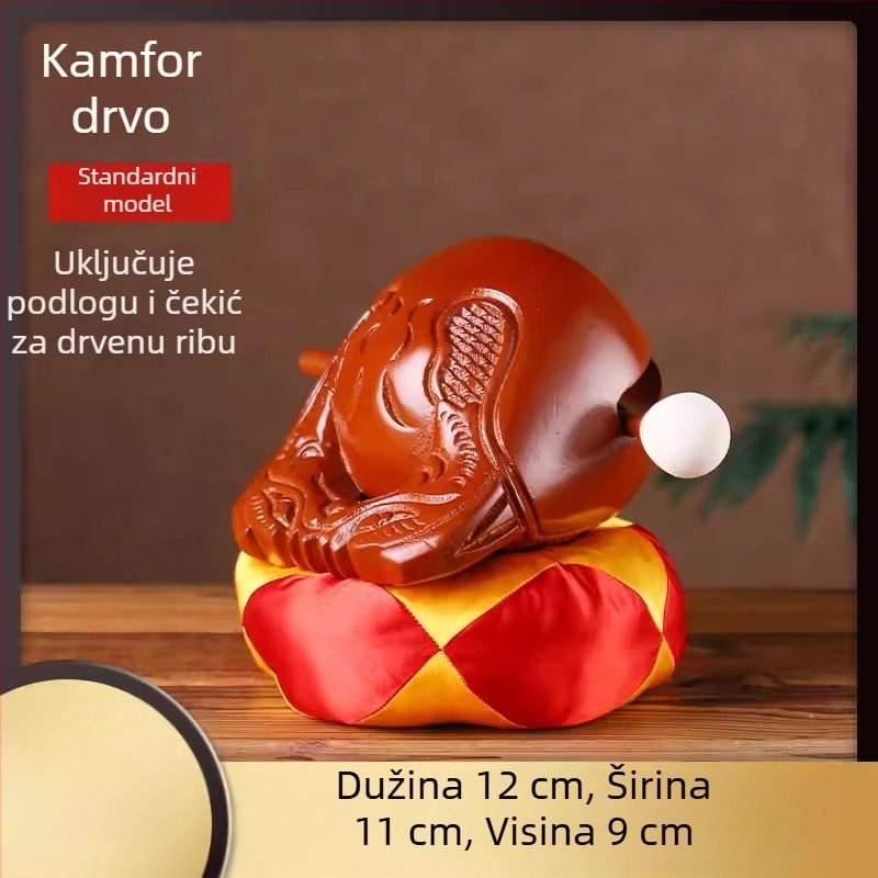 Drveni Muyu riba od kamfornog drveta – set s jastukom i čekićem, veličine 3.5–8 inča