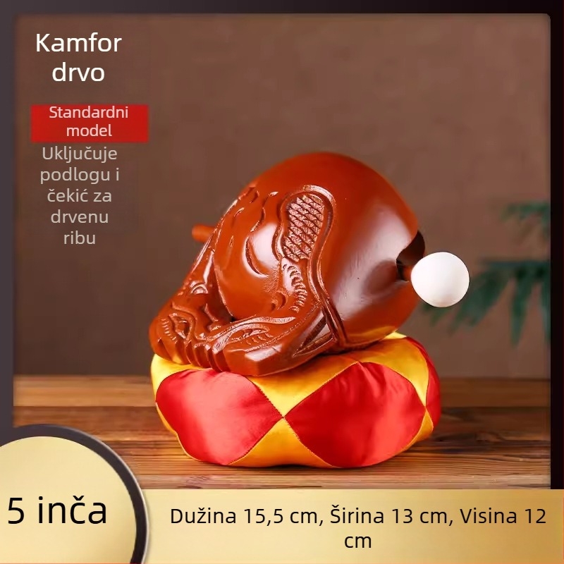 Drveni Muyu riba od kamfornog drveta – set s jastukom i čekićem, veličine 3.5–8 inča