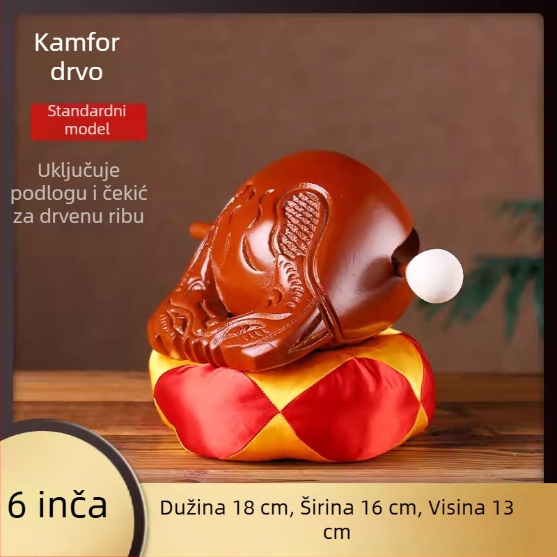 Drveni Muyu riba od kamfornog drveta – set s jastukom i čekićem, veličine 3.5–8 inča