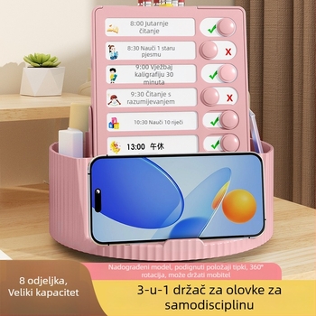 Držač olovaka velikog kapaciteta s 360° rotacijskim višefunkcionalnim dizajnom, uključuje list za zapis i planiranje za ljetne praznike.
