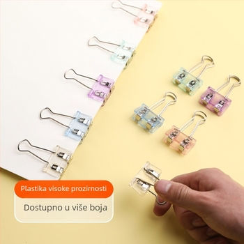 Šareni prozirni uredski klips za račune i dokumente, plastični klips