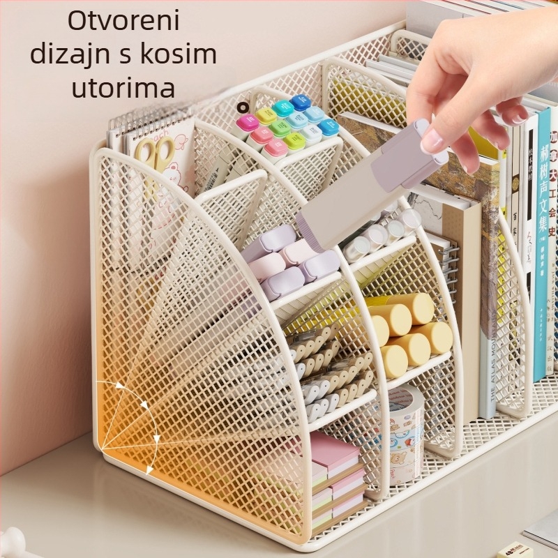 Držač za knjige i dokumente na radnom stolu, višeslojni organizator, držač gel olovaka