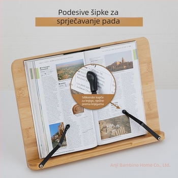 Prilagodljivi držač za čitanje za učenike, stolni držač za knjige i tablete, bambus