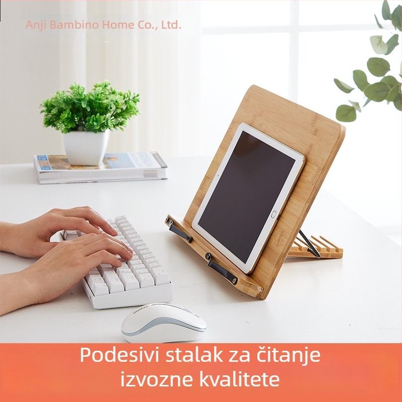 Prilagodljivi držač za čitanje za učenike, stolni držač za knjige i tablete, bambus