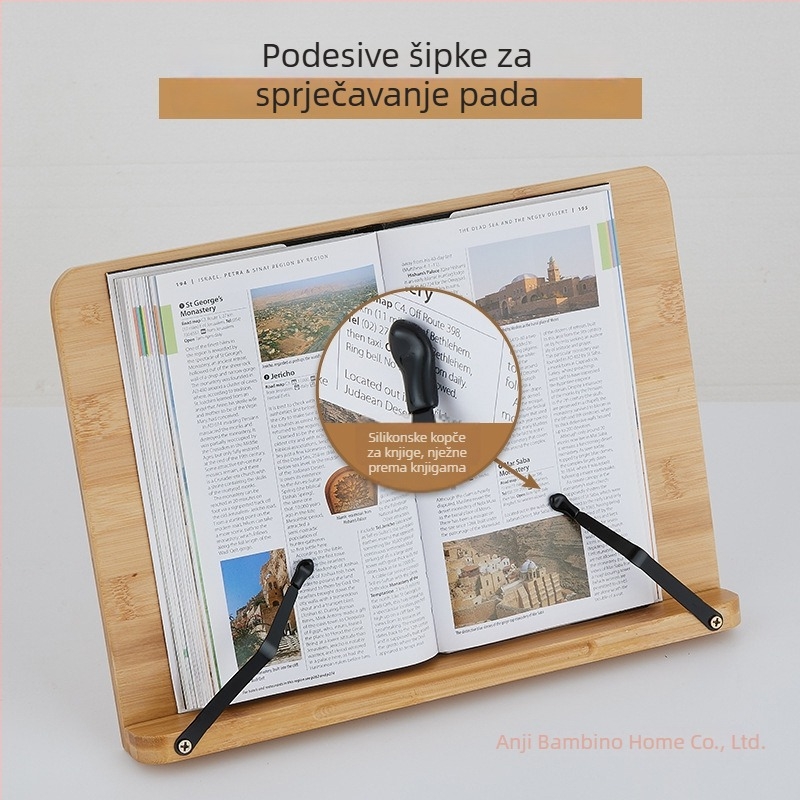 Prilagodljivi držač za čitanje za učenike, stolni držač za knjige i tablete, bambus