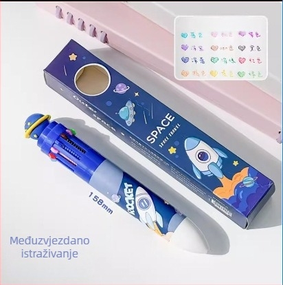 Set od 12 boja kugličnih pera s gumbom za aktivaciju — za učenike, dnevnik, označavanje, bojanje markerima