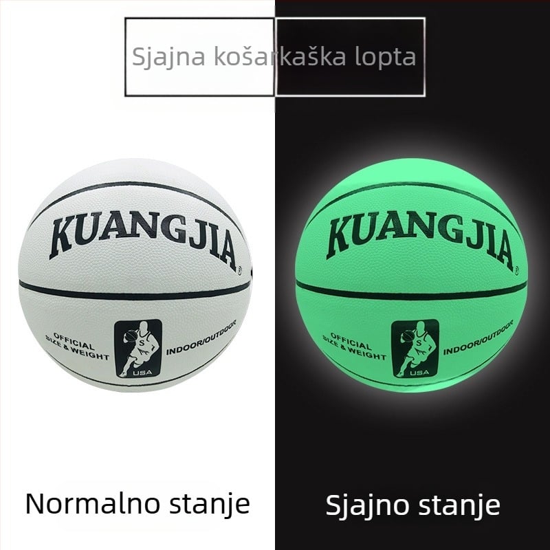 Luminiscirajuća, fluorescencijska i reflektirajuća košarkaška lopta, veličina 5 za djecu i veličina 7 za odrasle, standardna.