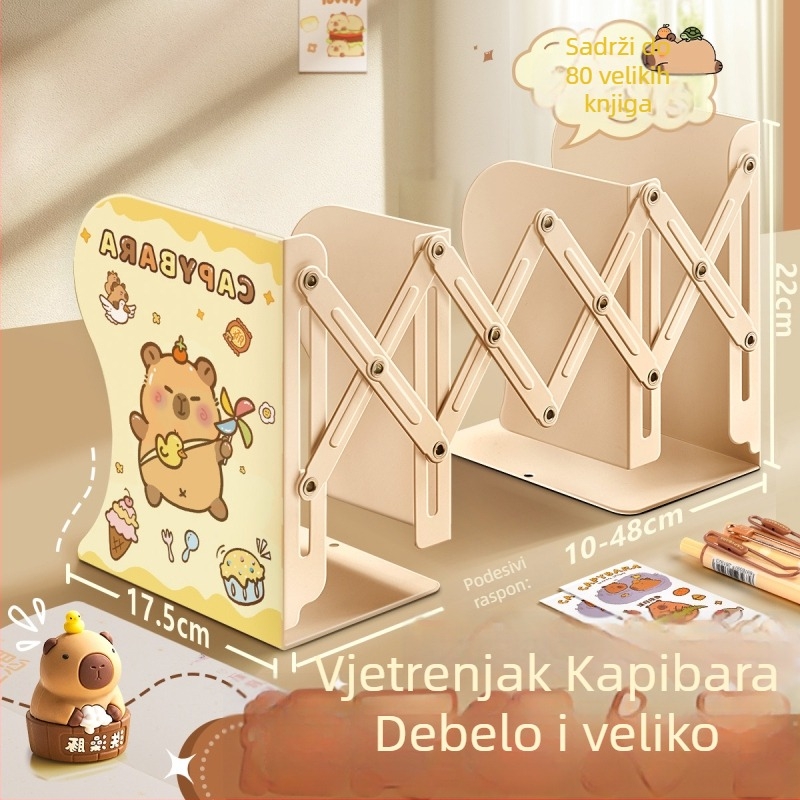 Kreativni vertikalni stolni držač za knjige s izvlačnom sklopivom policom