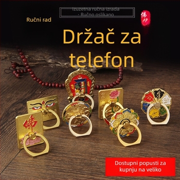 Tibetanski prsten držač za telefon s mantrom Om Mani Padme Hum i Osm blagoslovljenih simbola