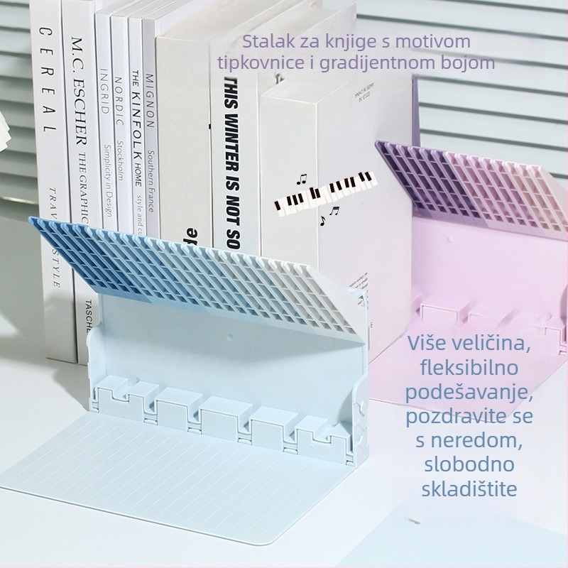 Modularni stolni organizator u gradientnim bojama s držačem za knjige u stilu tipki, stalak za čitanje i fiksni klip za knjige, stolni prostor za pohranu