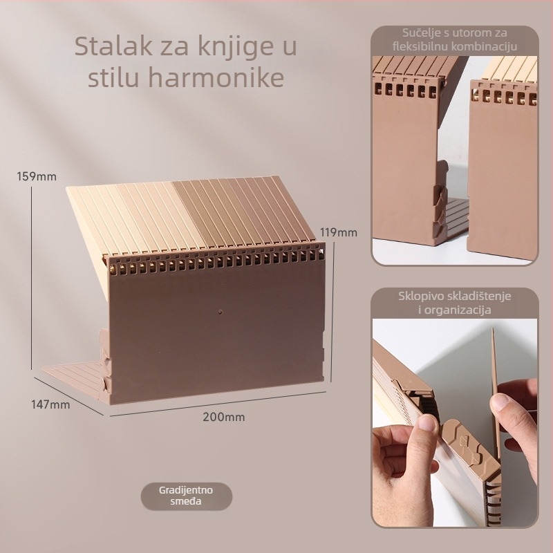 Modularni stolni organizator u gradientnim bojama s držačem za knjige u stilu tipki, stalak za čitanje i fiksni klip za knjige, stolni prostor za pohranu