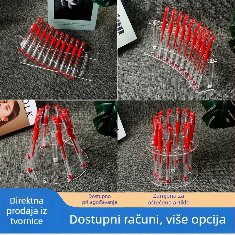 Prozirni akrilni stalak za olovke, gel olovke, kozmetičke četkice i sjaj za usne
