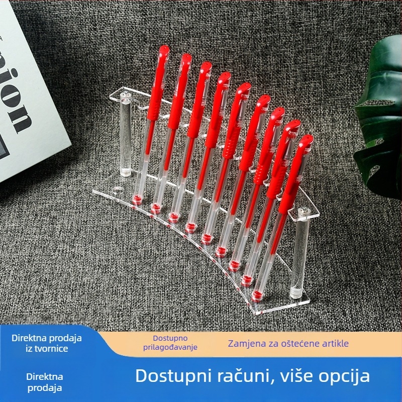 Prozirni akrilni stalak za olovke, gel olovke, kozmetičke četkice i sjaj za usne