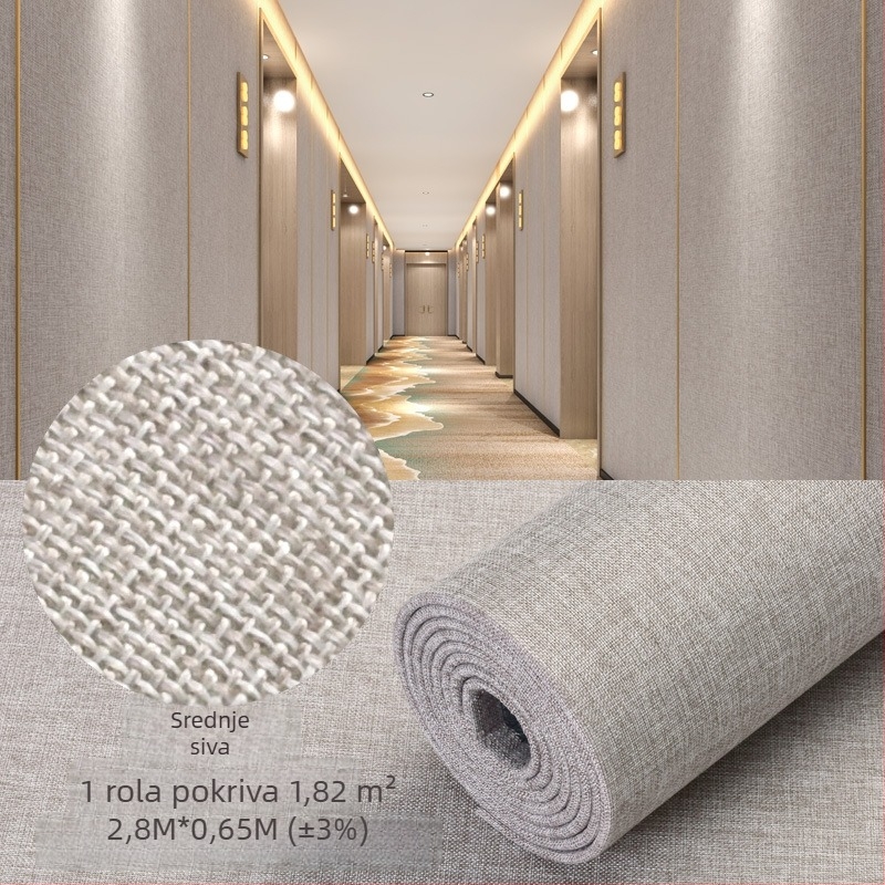 Samoljepljiva tapeta s izgledom lana, debeli sloj, netkani materijal, za spavaću sobu, dnevni boravak i hotel.