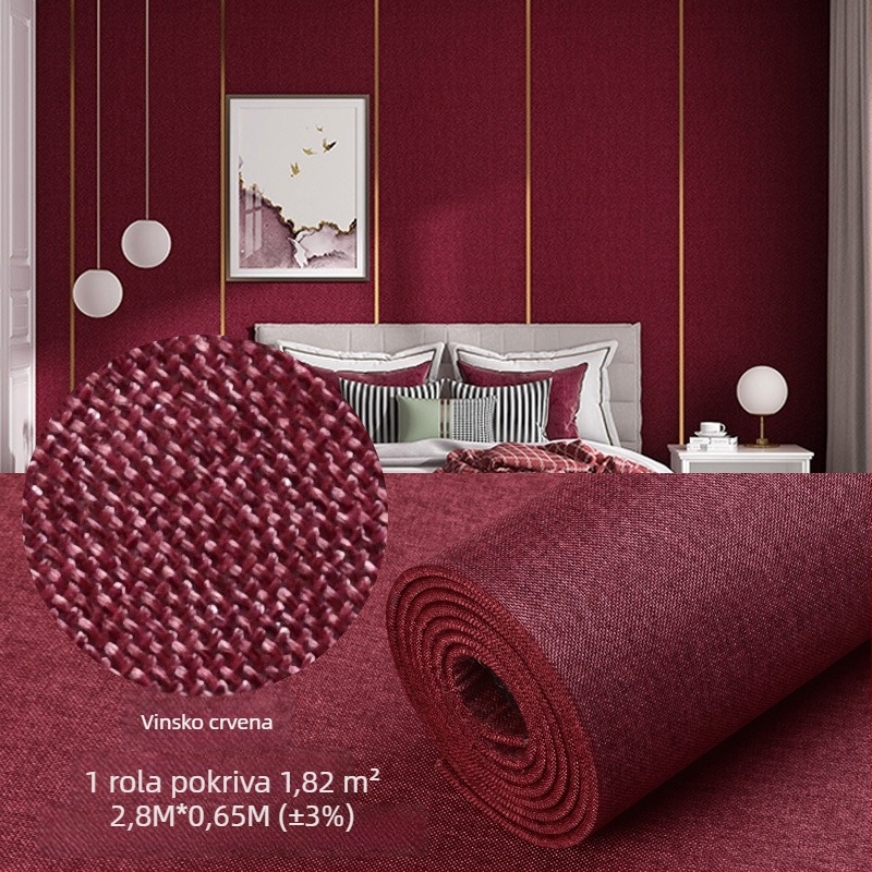Samoljepljiva tapeta s izgledom lana, debeli sloj, netkani materijal, za spavaću sobu, dnevni boravak i hotel.