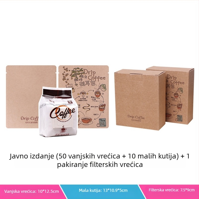 Intention Coffee set od 5 drip bag vrećica, 10 filtr vrećica, vanjska vrećica i kutija za pakiranje