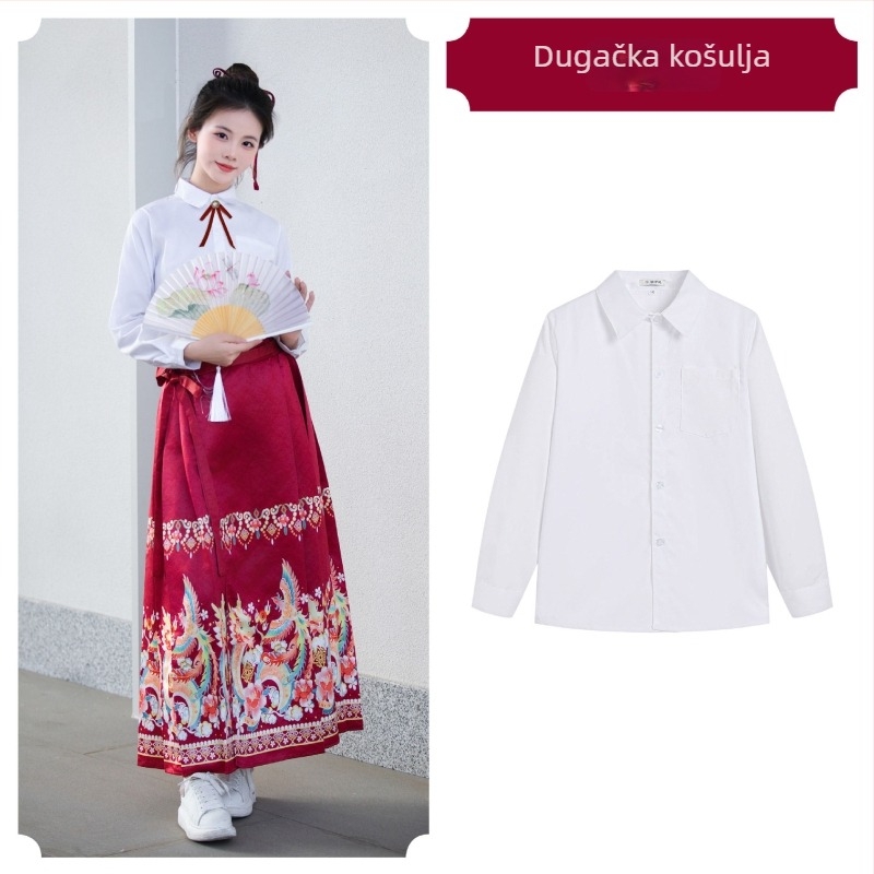 Tang stil izvedbeni kostim sa suknjom horse-face za školski zbor i događanja, prikladan za sve sezone. Mrežasti materijal, 80-90% poliester.