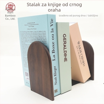 Stojak za knjige od crnog oraha, masivno drvo, podesivi držač za knjige i stolni organizator