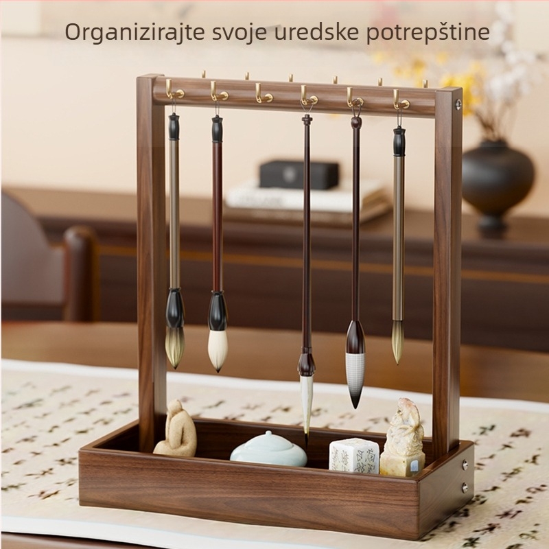 Drveni držač za četkice i olovke uz kreativni stalak za izlaganje za učenje