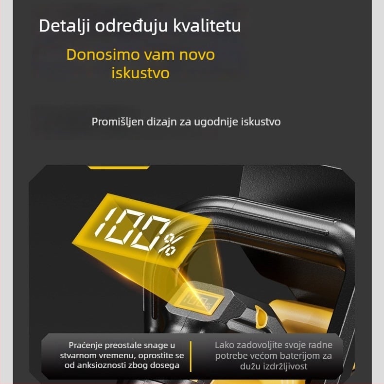 Bežična lančana pila s litijskom baterijom, bez četkica, punjiva, 12/16 inča, zaslon snage, prijenosna vrtna pila