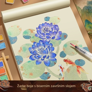 60 čvrstih biserno sjajnih akvarel boja za manikuru, kineskog stila cvjetni motivi i Dunhuang inspirirane slike