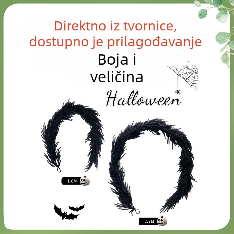 Mekana PVC ratan vijenac za vrata s borovim iglicama – božićna i Halloween dekoracija