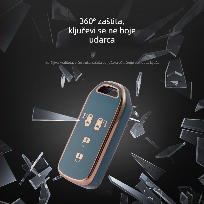 TPU kućište za ključ Honda N-BOX sa zlatnim rubom, za modele NBOXN-ONE i N-WGNN-VAN
