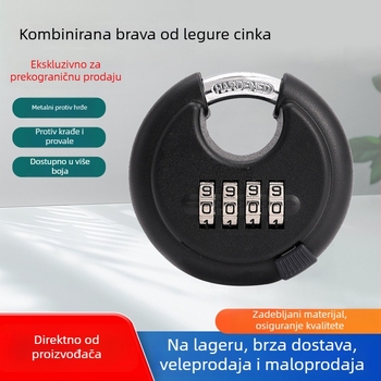 Nehrđajući čelični okrugli kombinacijski katanc s 4-cifrenim kodom, mehanički, za vanjsku uporabu, vodootporan, protiv krađe