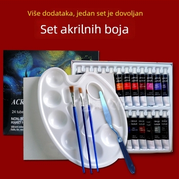 Set dječjih akrilnih boja, 24 boje, cijevi 12 ml, uključuje akvarel i gouache, umjetnički pribor