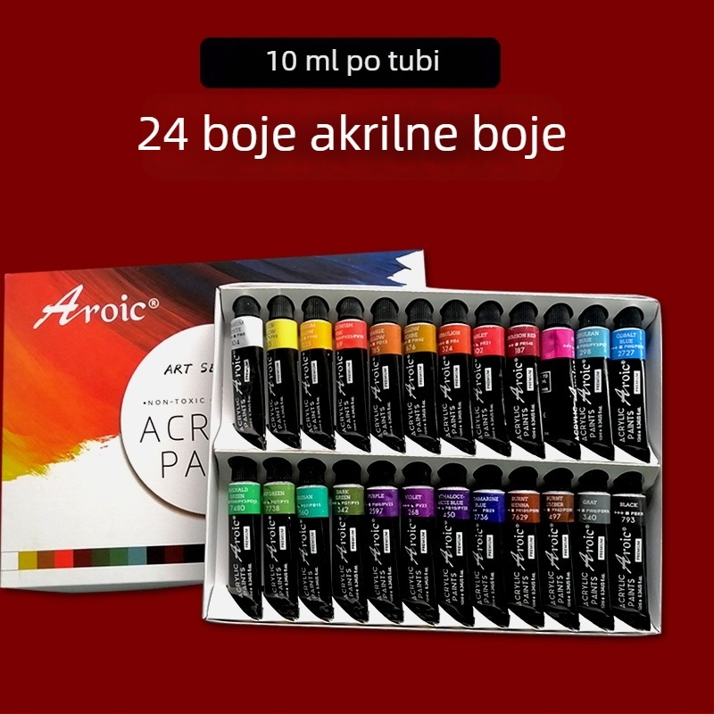 Set dječjih akrilnih boja, 24 boje, cijevi 12 ml, uključuje akvarel i gouache, umjetnički pribor