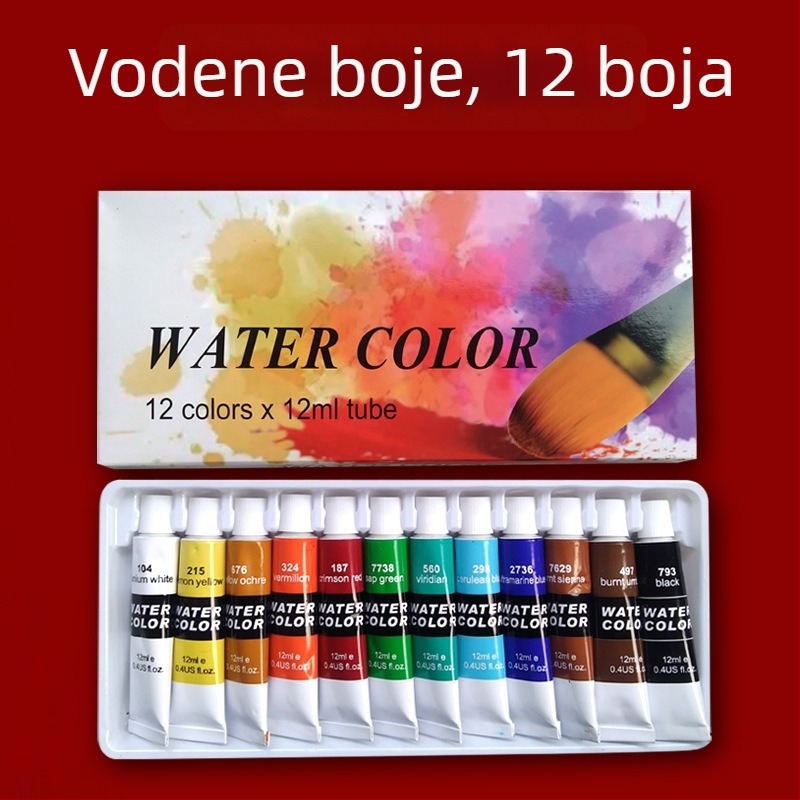 Set dječjih akrilnih boja, 24 boje, cijevi 12 ml, uključuje akvarel i gouache, umjetnički pribor