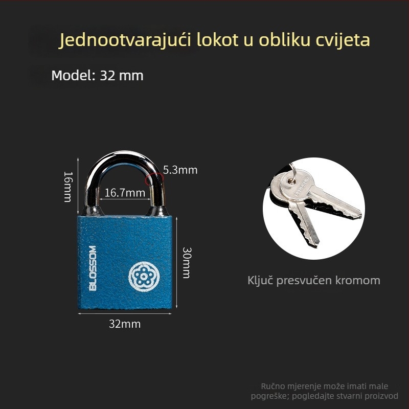 Plum Blossom brava s bakrenim jezgrom, plavi otporan na vodu i hrđu, vanjska željezna brava za ormariće i skladišta