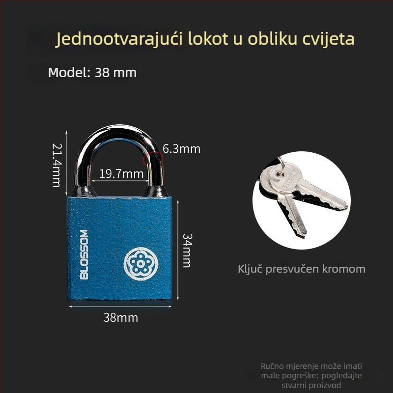 Plum Blossom brava s bakrenim jezgrom, plavi otporan na vodu i hrđu, vanjska željezna brava za ormariće i skladišta