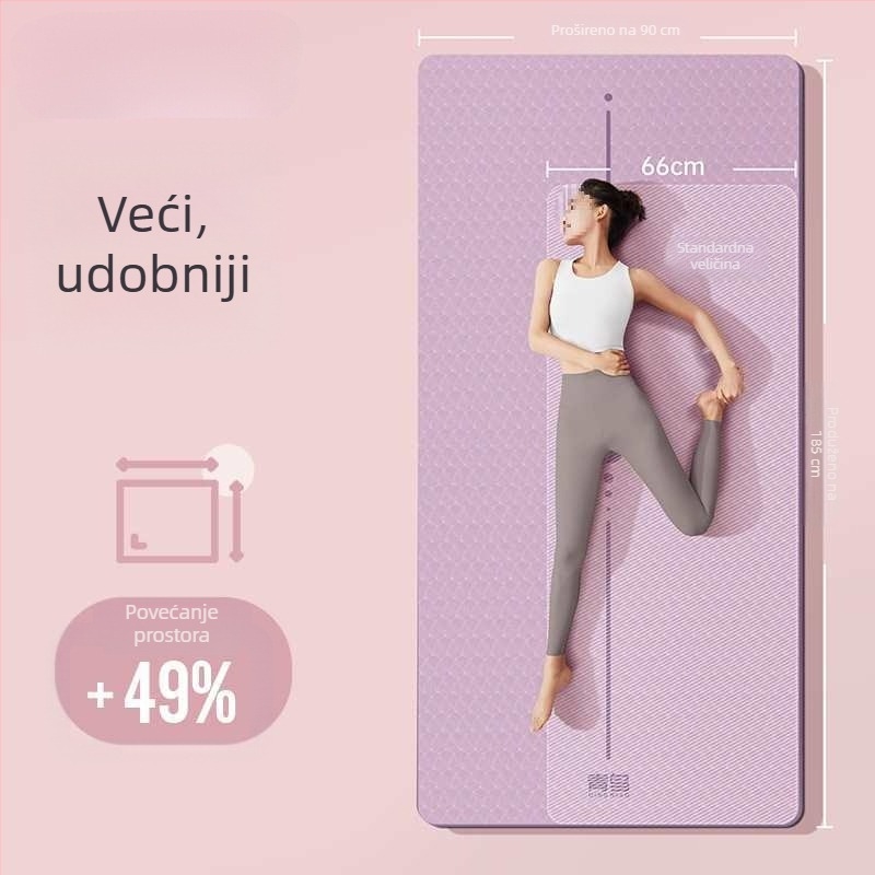 Joga podloga za žene, deblja i šira, protivklizna podloga za fitness i ples, zvučna izolacija i apsorpcija udaraca, kućna upotreba.