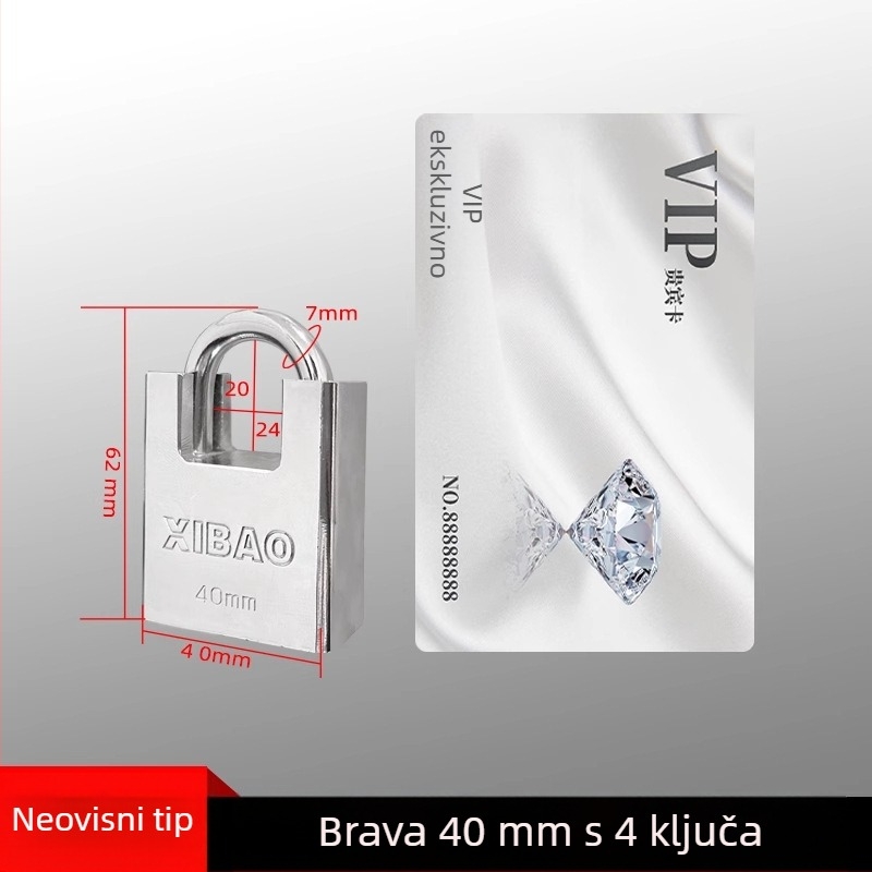 40 mm katanac od aluminijske legure, zaštita protiv rezanja i krađe, suvremen minimalistički dizajn