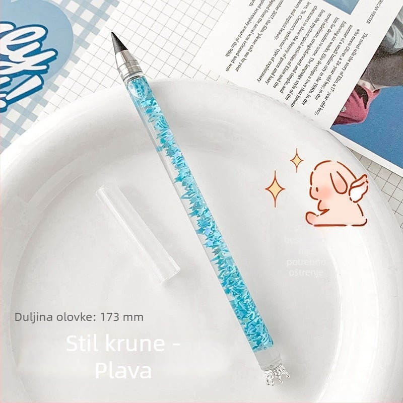 Nine-year-old Olovka bez tinte, vječna olovka s bojom grafita — karikatura olovka, plastično kućište, bez oštrenja