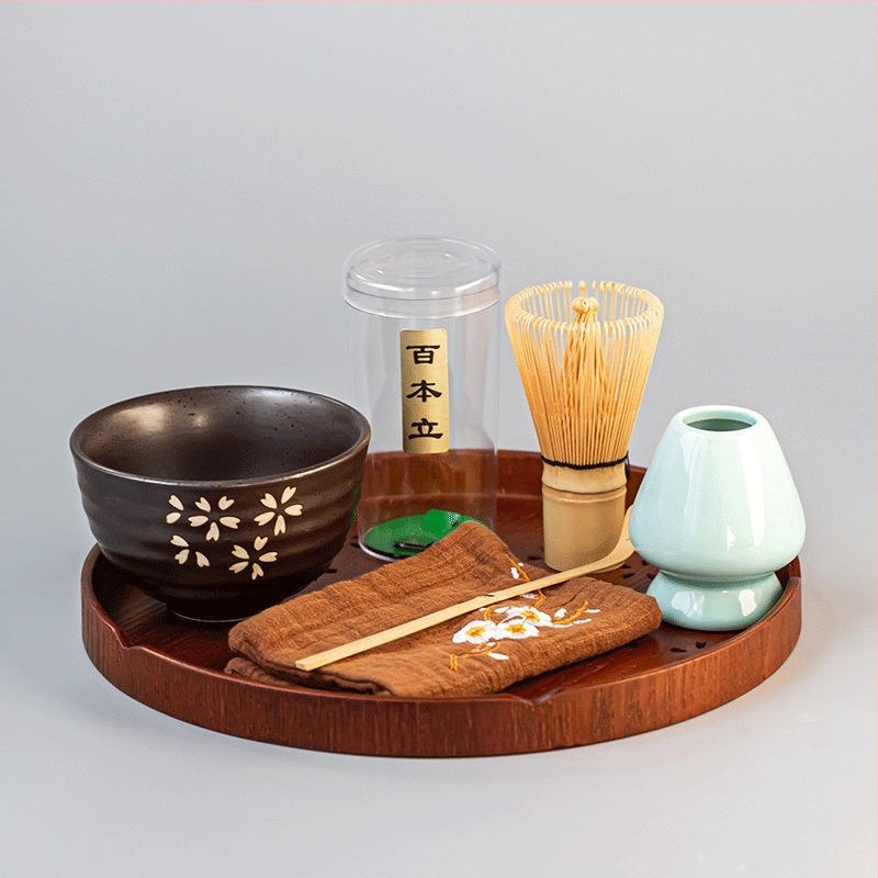 Bambusni čajni set u stilu Song dinastije – japanska matcha četkica, miješalica, stalak za četkicu i zdjela za matcha Baibenli