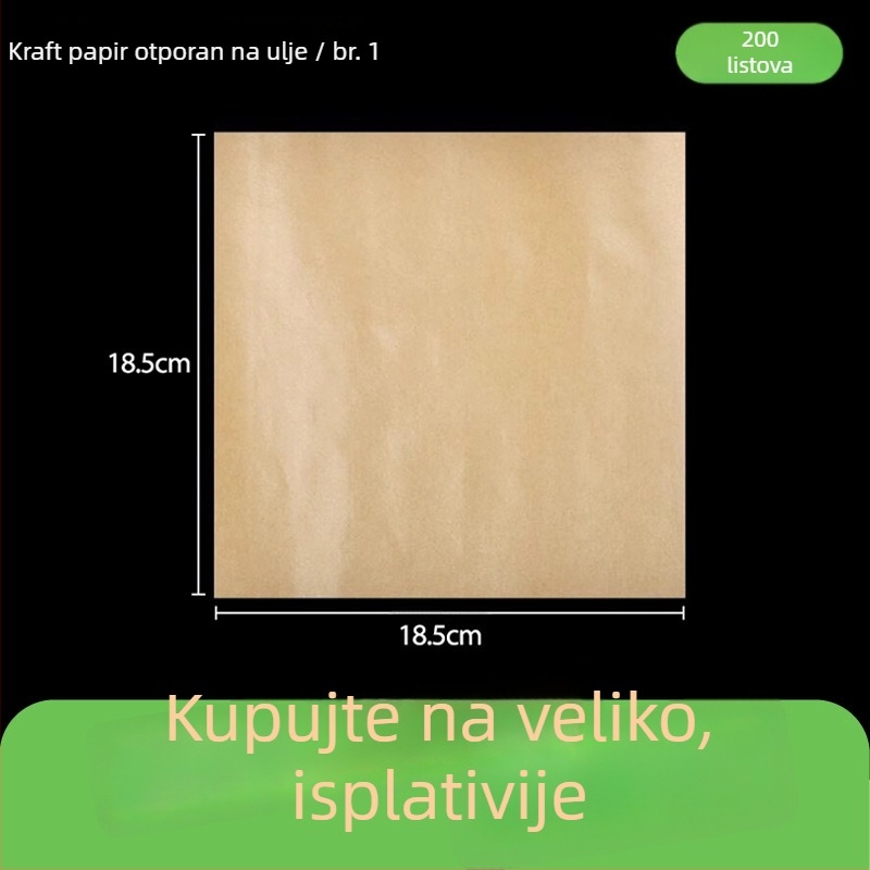Kraft papir otporan na masnoću za pakiranje hrane, pečenje i omatanje burgera, 1000 listova
