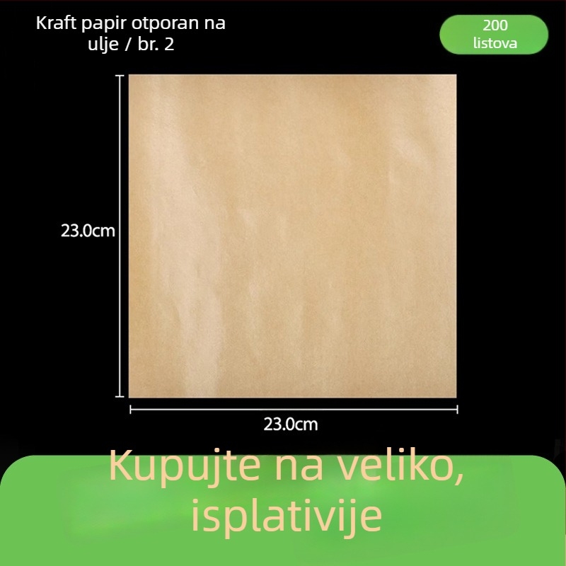 Kraft papir otporan na masnoću za pakiranje hrane, pečenje i omatanje burgera, 1000 listova