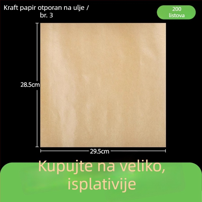 Kraft papir otporan na masnoću za pakiranje hrane, pečenje i omatanje burgera, 1000 listova