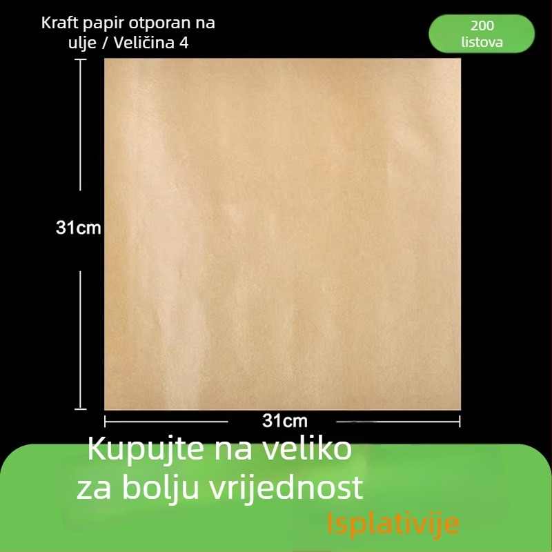 Kraft papir otporan na masnoću za pakiranje hrane, pečenje i omatanje burgera, 1000 listova