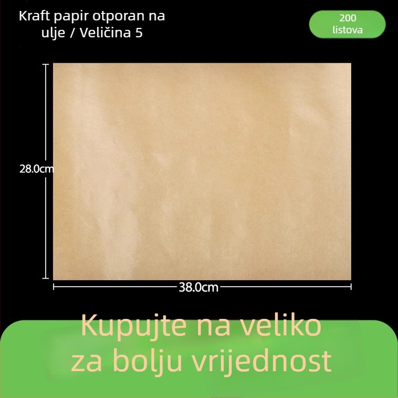 Kraft papir otporan na masnoću za pakiranje hrane, pečenje i omatanje burgera, 1000 listova