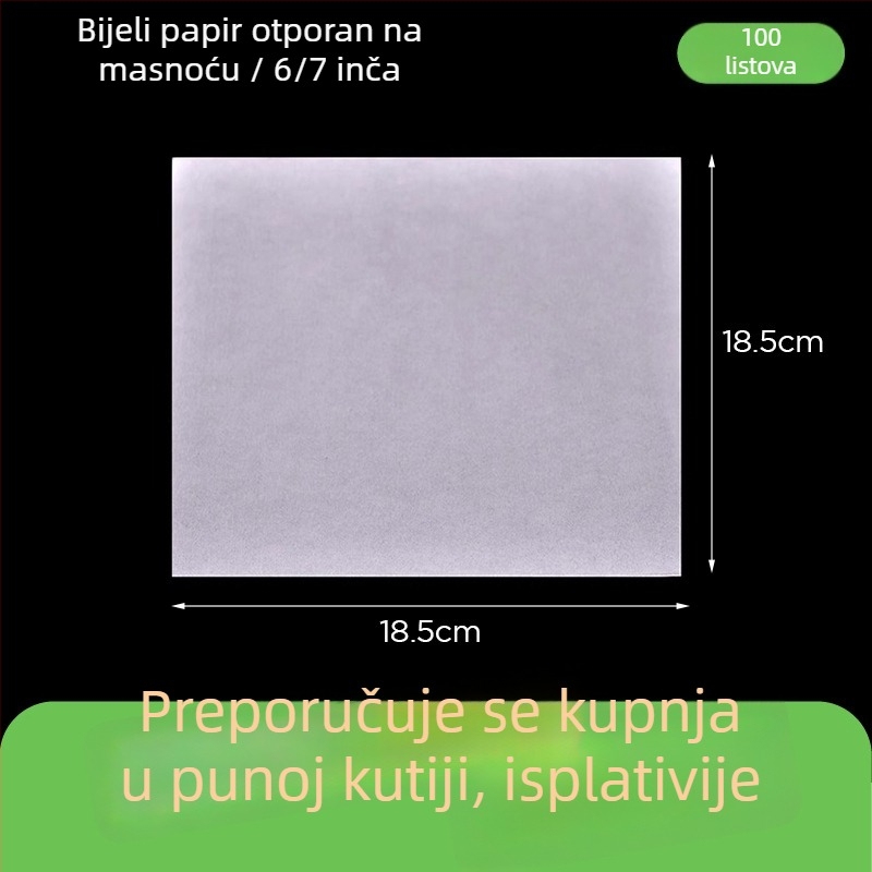 Kraft papir otporan na masnoću za pakiranje hrane, pečenje i omatanje burgera, 1000 listova